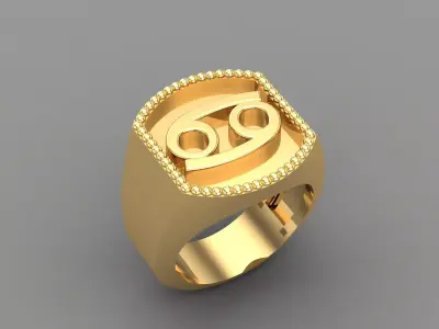 Cancer Ring Version 2 For Print STL 3D print model