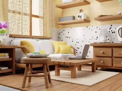 Cozy living room 3D model purchase