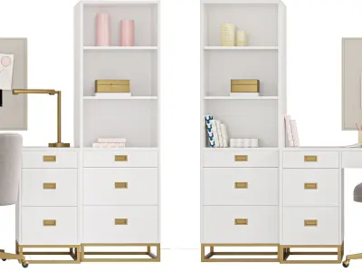 Restoration Hardware Avalon Storage Desk Study Wall Set 3D model