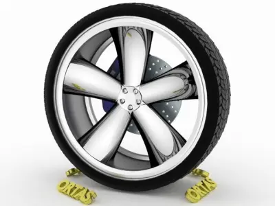 ORTAS CAR WHEEL RIM 91 GAME READY WHEEL RIM TIRE 3D model