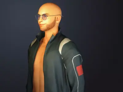 Realistic Male Character Rigged Game Ready Jacket and Glasses 3D model