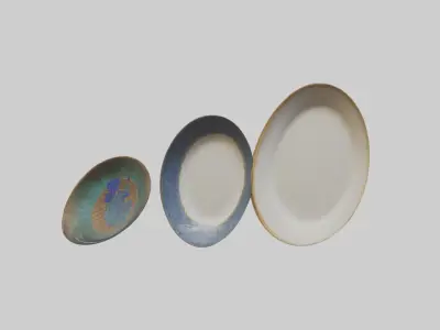 Handcrafted Decorative Plates Low-poly 3D model