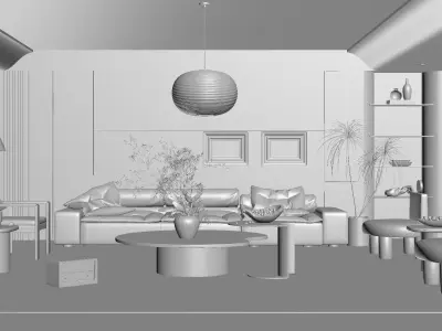 Modern living room 3D model  3D model
