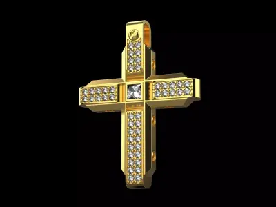 Pendant Cross with Diamonds N21 3D print model