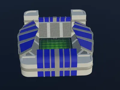 Football Stadium - Blue Low-poly 3D model