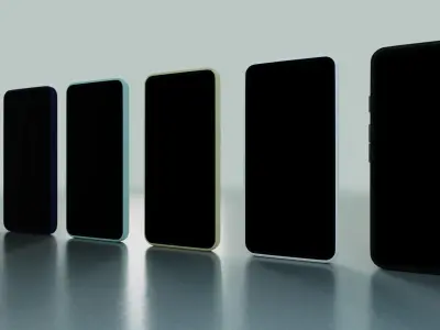 Apple iPhone 15 Pro In All Official Colors and Dimensions Low-poly 3D model