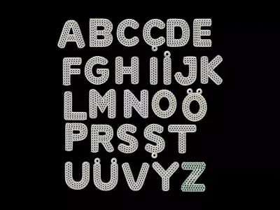 balloon letter 28 piece silver drawing necklace 3D print model