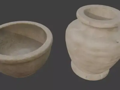 Stone vase and bowl FREE Free low-poly 3D model