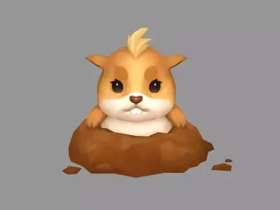 Cartoon groundhog Low-poly 3D model