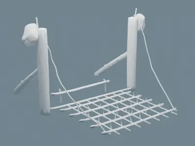 Low-Poly Trap wooden obstacle course Low-poly 3D model