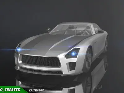 Low-Poly Mercedes-Benz SLS Racing Car 3D Model Low-poly 3D model