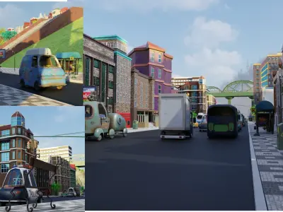  City Cartoon  Pack 3D model 3D model