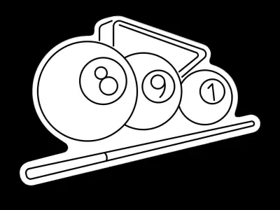 Billiard Ball Cue Neon Sign 3D model