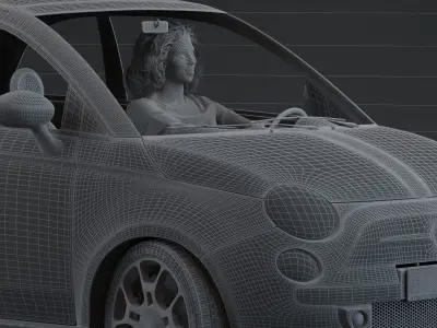 South American Woman driving a car 3D model