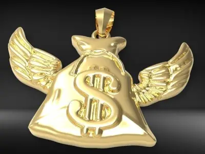 Money Bag Wings DC  Pendant Hip Hop Jewelry 3D print model