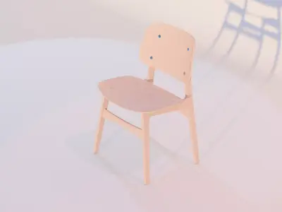 Light brown wooden chair Free 3D model