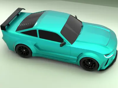 High Performance Aqua Green Sports Car 3D Model  Blender Shaded 3D model