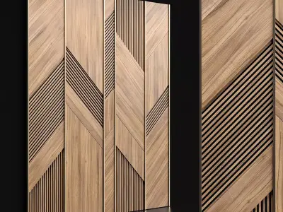 Wooden panels with planks 3D model