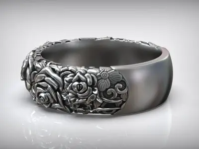 Roses Thorn Pattern Biker Ring 3D print model