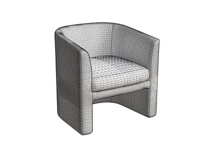 Beige Accent Chair Low-poly 3D model