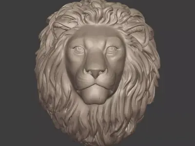 Lion Head Mounted Trophy -- Statue -- Sculpture 3D print model