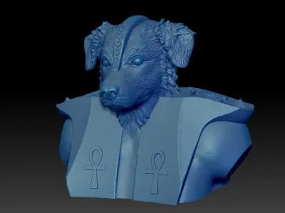 Dog Aussie Border-Anubis Bust  3D Model Friendly 3D print model