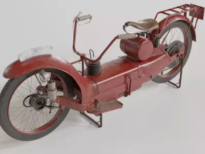 1921 Ner-a-car classic bike red PBR textured model 3D model