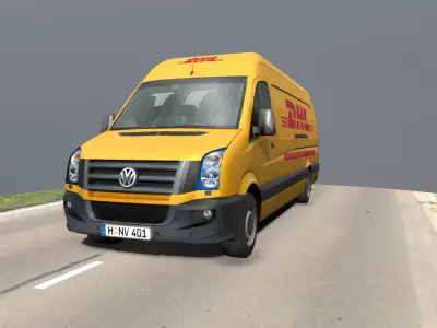 Volkswagen DHL delivery bus Low-poly 3D model