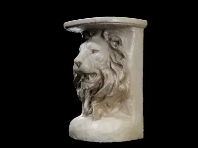 Scanned Lion Head Pedestal Free 3D model