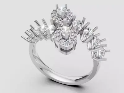 Luxury Diamond Cluster Ring 3D print model