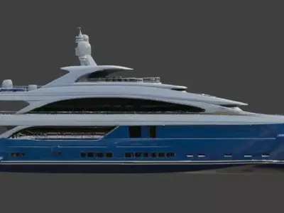 Luxury Ocean Blue Sport Yacht 3D Model 3D model