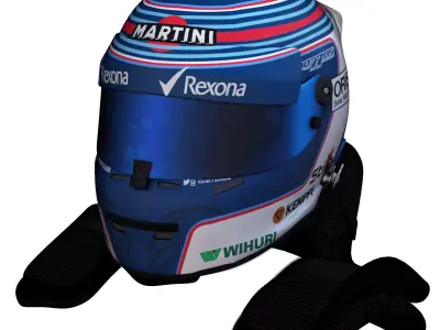 Bottas Helmet 2016 Low-poly 3D model