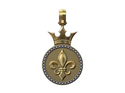 Diamond simple crown Lys flower pendant 3D print model