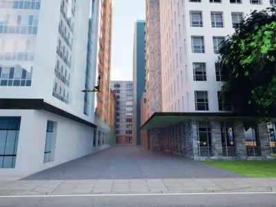 City Downtown Skyscraper Street - Unreal - Lot 07 Low-poly 3D model