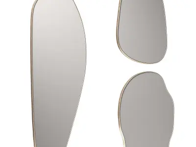 Rose Brassy Silva mirrors by Ethnikliving Wavy mirror set 3D model