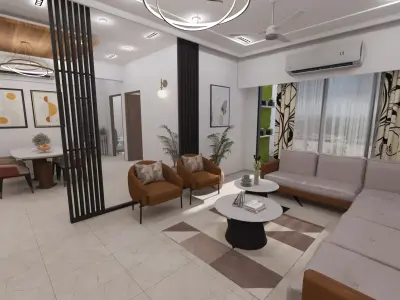 3 BHK Apartment Interior with Assets Low-poly 3D model