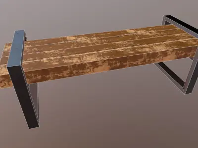 Bench with metal legs  Free low-poly 3D model