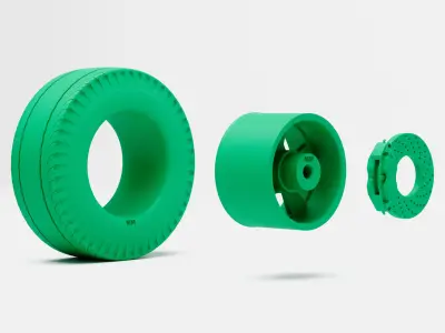 15x10 Radir Tri Ribb Wheel Firestone Dragster Tire 3D print model