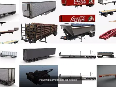 Industrial semi trailers 3D Model Pack