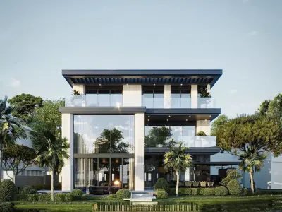 Chinese minimalist villa 3D model
