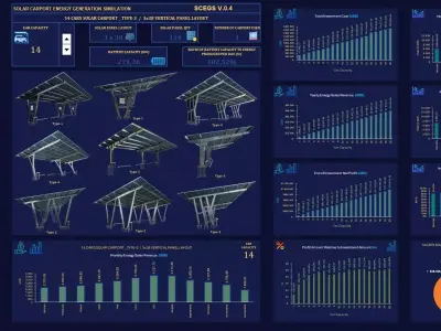Solar Carport Energy Generation Simulation 3D model