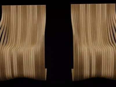 Mdorn Wooden Armchair 3D model