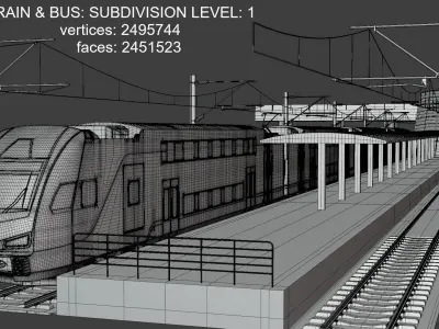 Station with Stadler train USA III 3D model