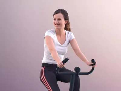 Nadin 11138 - Young Woman Training On A Bike In Gym Low-poly 3D model