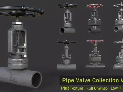 Pipe Valve Collection Low-poly 3D model