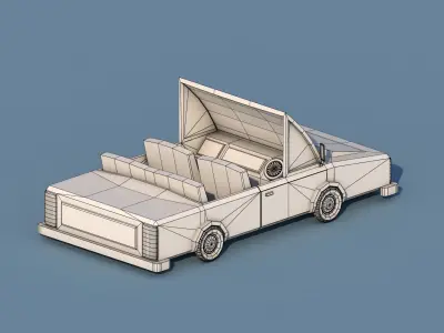 Cartoon Open Car Low-poly 3D model