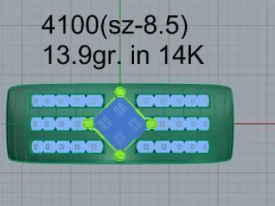 Princess Diamond Channel Setting Ring 4100 3D print model