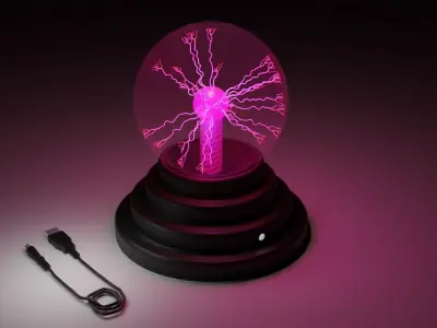 Plazma Ball Lamp with USB Power Cable 3D model