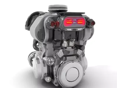 Futuristic Engine Model Pack with Detailed Components Low-poly 3D model