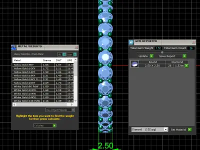 U Shaped Eternity Ring 2 point 5 mm stone size swiss 18 and EU58 3D print model